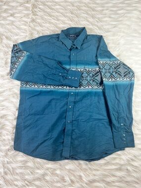 Panhandle Slim Snap Button Shirt Men's XL Blue Southwestern